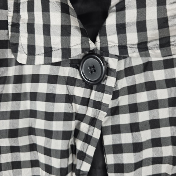 Dressbarn‎ Woman Silk Gingham Plaid Black White Single Button Jacket Size 2X - Picture 4 of 8
